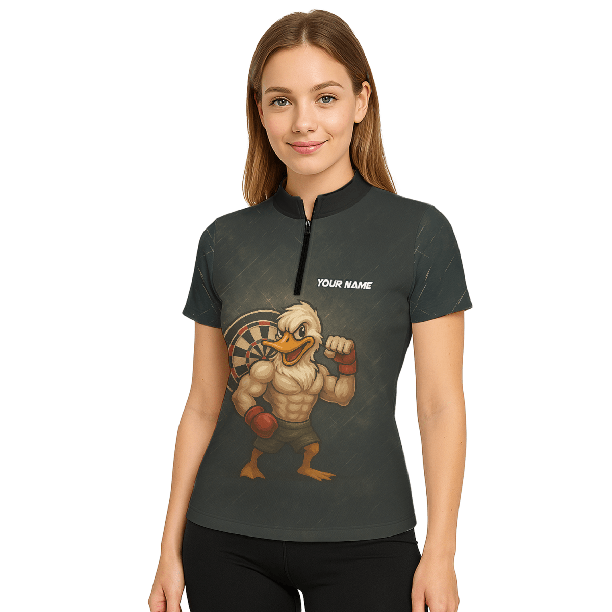 Personalisiertes Damen Dart Poloshirt Muscle Duck dunkelgrau - Mit Name & Team - L5012 - Outfitsuche