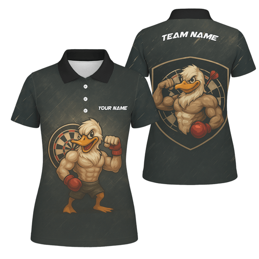 Personalisiertes Damen Dart Poloshirt Muscle Duck dunkelgrau - Mit Name & Team - L5012 - Outfitsuche