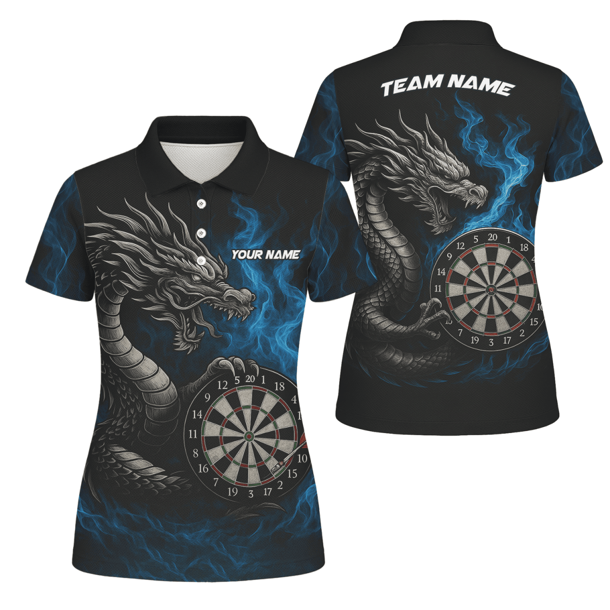 Personalisiertes Damen Dart - Poloshirt 'Roter Adler' Schwarz C2269 - Outfitsuche
