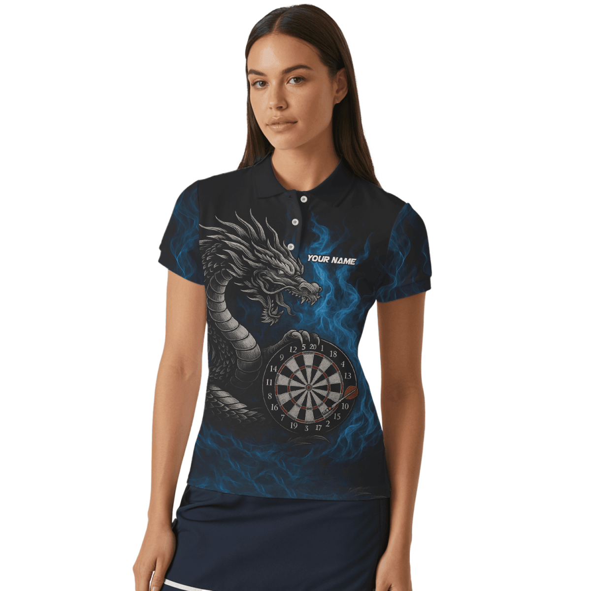 Personalisiertes Damen Dart - Poloshirt 'Roter Adler' Schwarz C2269 - Outfitsuche