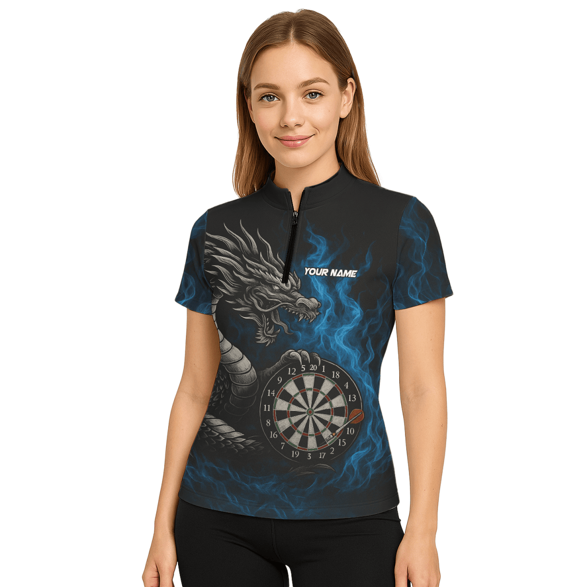 Personalisiertes Damen Dart - Poloshirt 'Roter Adler' Schwarz C2269 - Outfitsuche