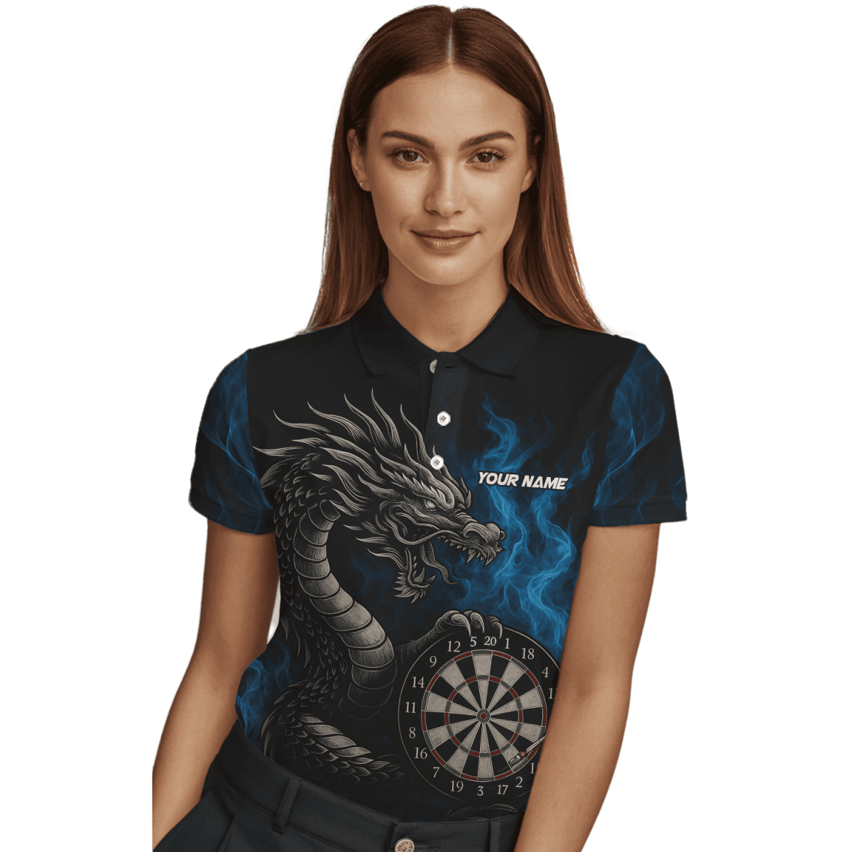 Personalisiertes Damen Dart - Poloshirt 'Roter Adler' Schwarz C2269 - Outfitsuche