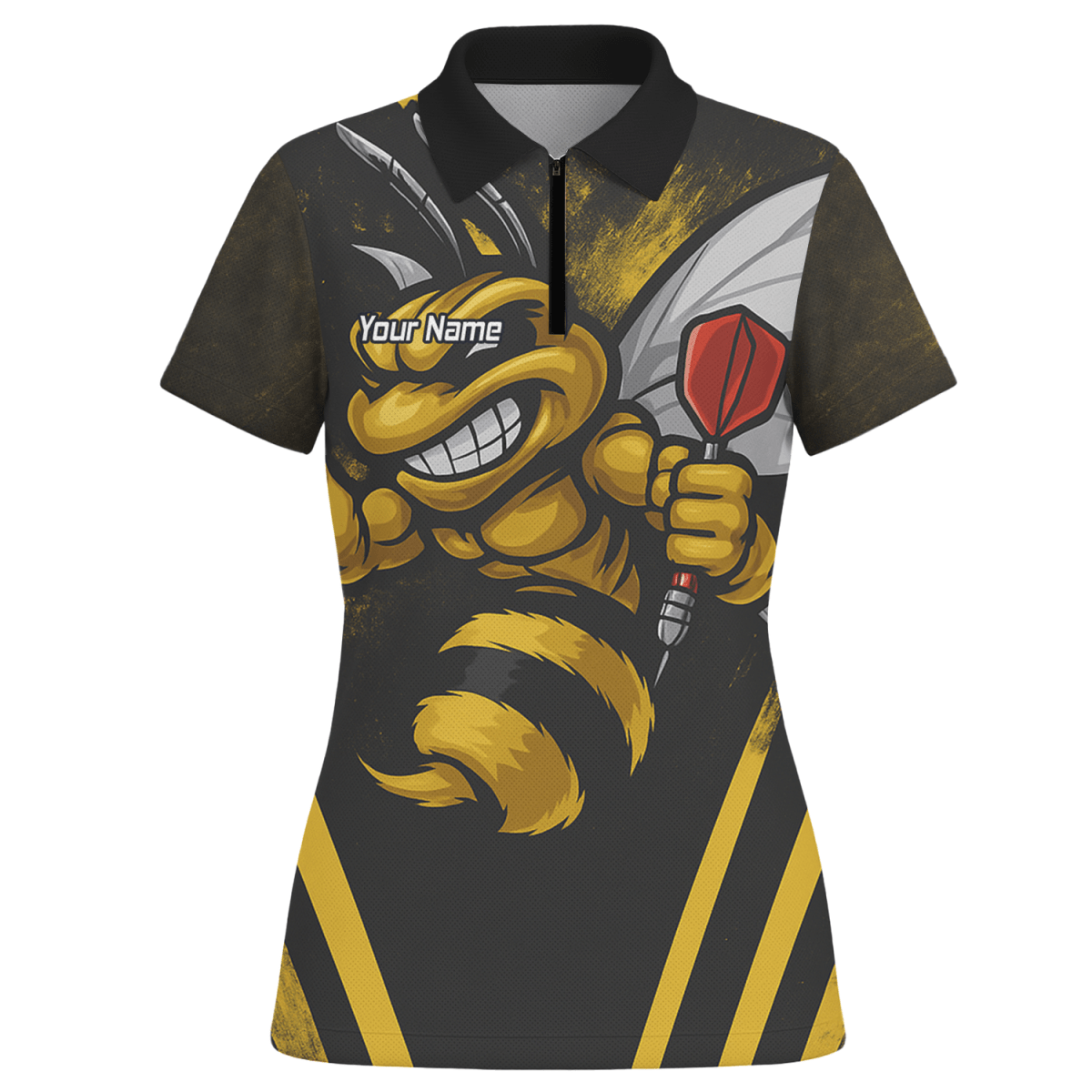 Personalisiertes Damen Dart Poloshirt Schwarz Gelb Hornisse A4364 - Outfitsuche