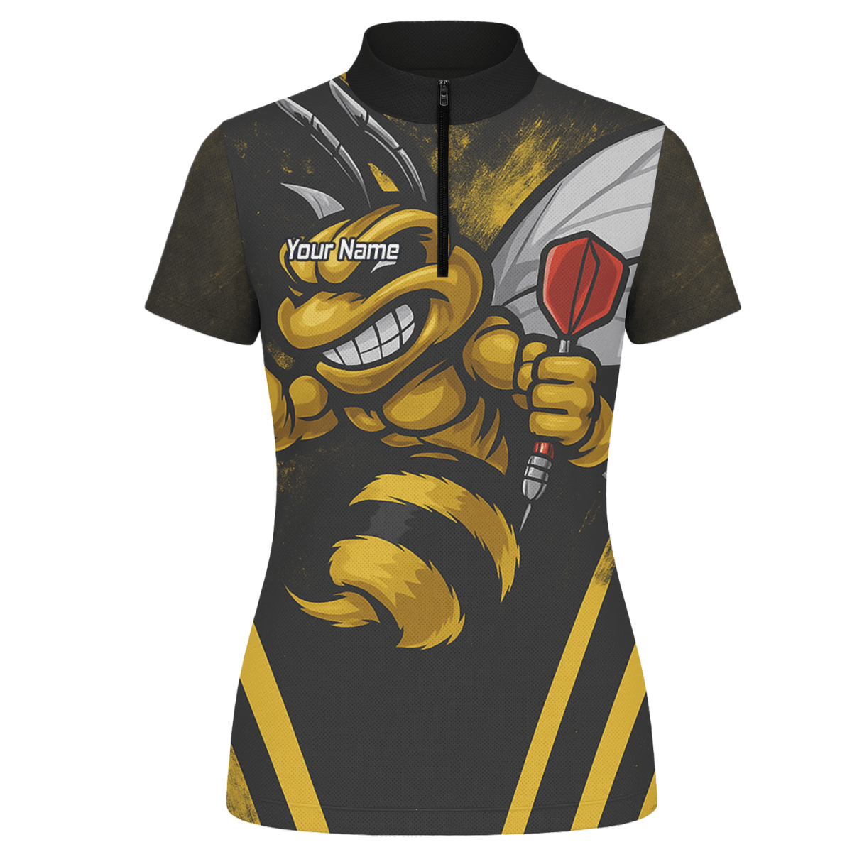Personalisiertes Damen Dart Poloshirt Schwarz Gelb Hornisse A4364 - Outfitsuche