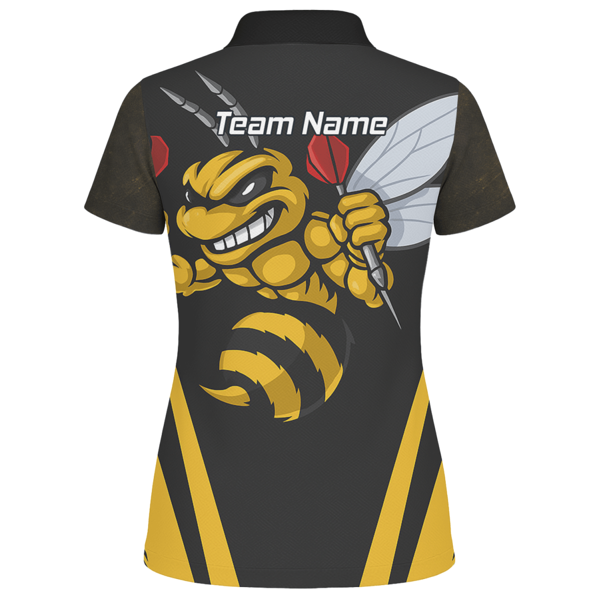 Personalisiertes Damen Dart Poloshirt Schwarz Gelb Hornisse A4364 - Outfitsuche