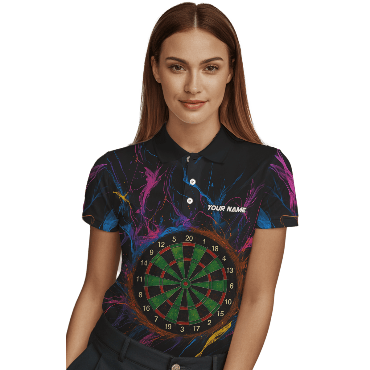 Personalisiertes Damen Dart - Trikot: Lila - Schwarz Camo mit Totenkopf - Dartscheiben - Design W1705 - Outfitsuche
