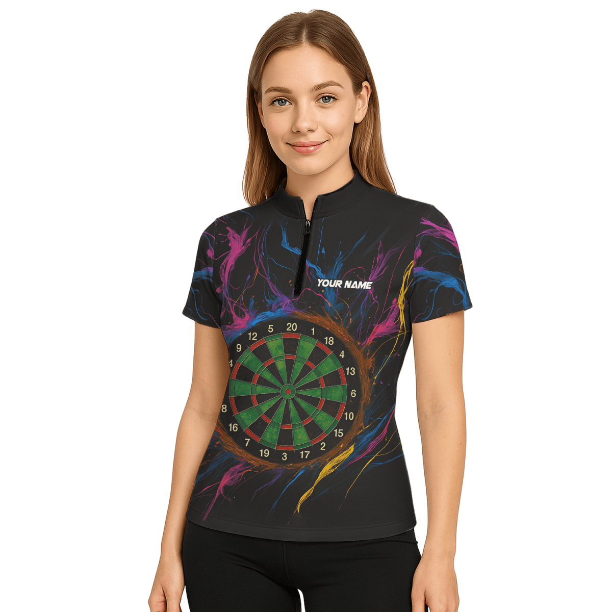 Personalisiertes Damen Dart - Trikot: Lila - Schwarz Camo mit Totenkopf - Dartscheiben - Design W1705 - Outfitsuche