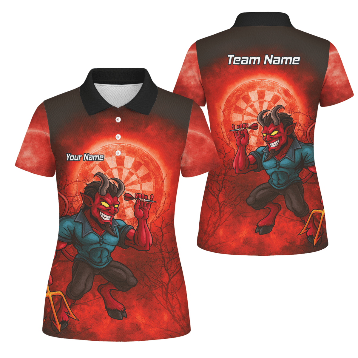 Personalisiertes Damen Dart - Trikot Teufel Rot Schwarz G0994 - Outfitsuche