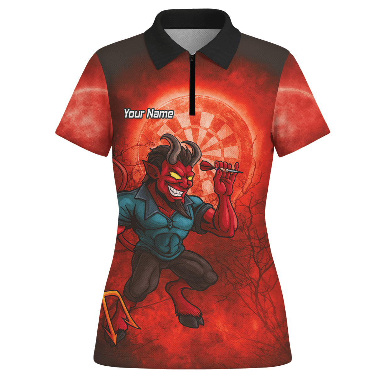 Personalisiertes Damen Dart - Trikot Teufel Rot Schwarz G0994 - Outfitsuche