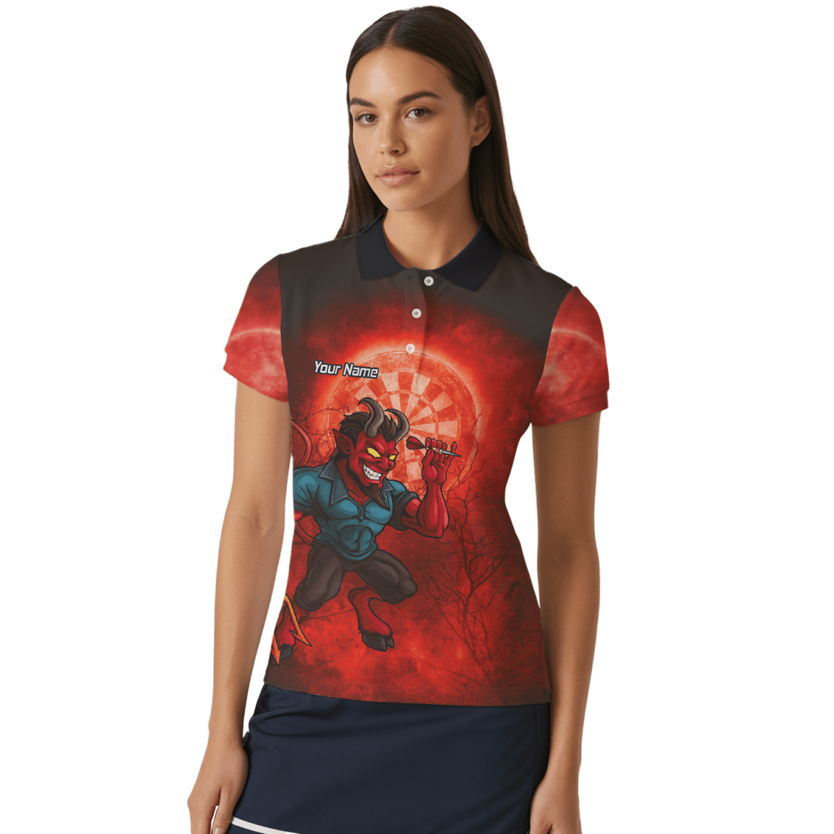 Personalisiertes Damen Dart - Trikot Teufel Rot Schwarz G0994 - Outfitsuche