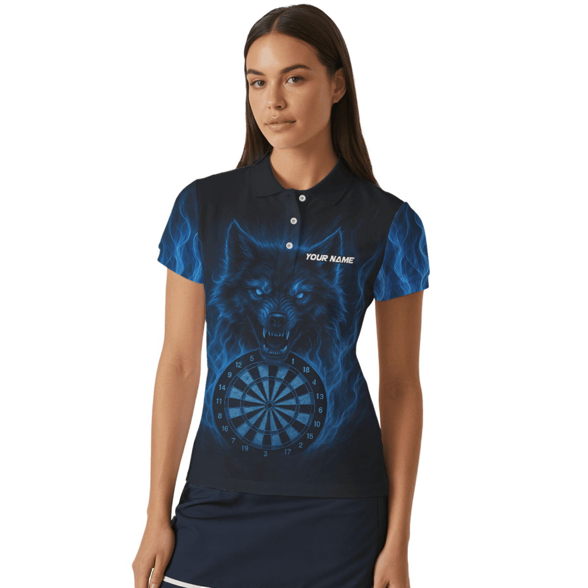 Personalisiertes Damen Darts - Polo - Shirt mit Blitz - Motiv Rot - Schwarz S9300 - Outfitsuche