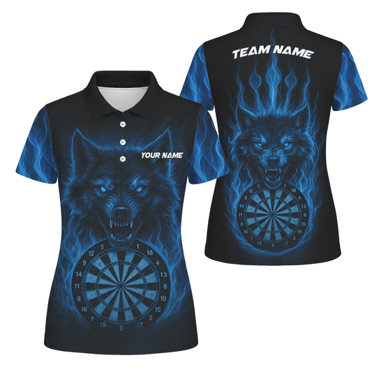 Personalisiertes Damen Darts - Polo - Shirt mit Blitz - Motiv Rot - Schwarz S9300 - Outfitsuche