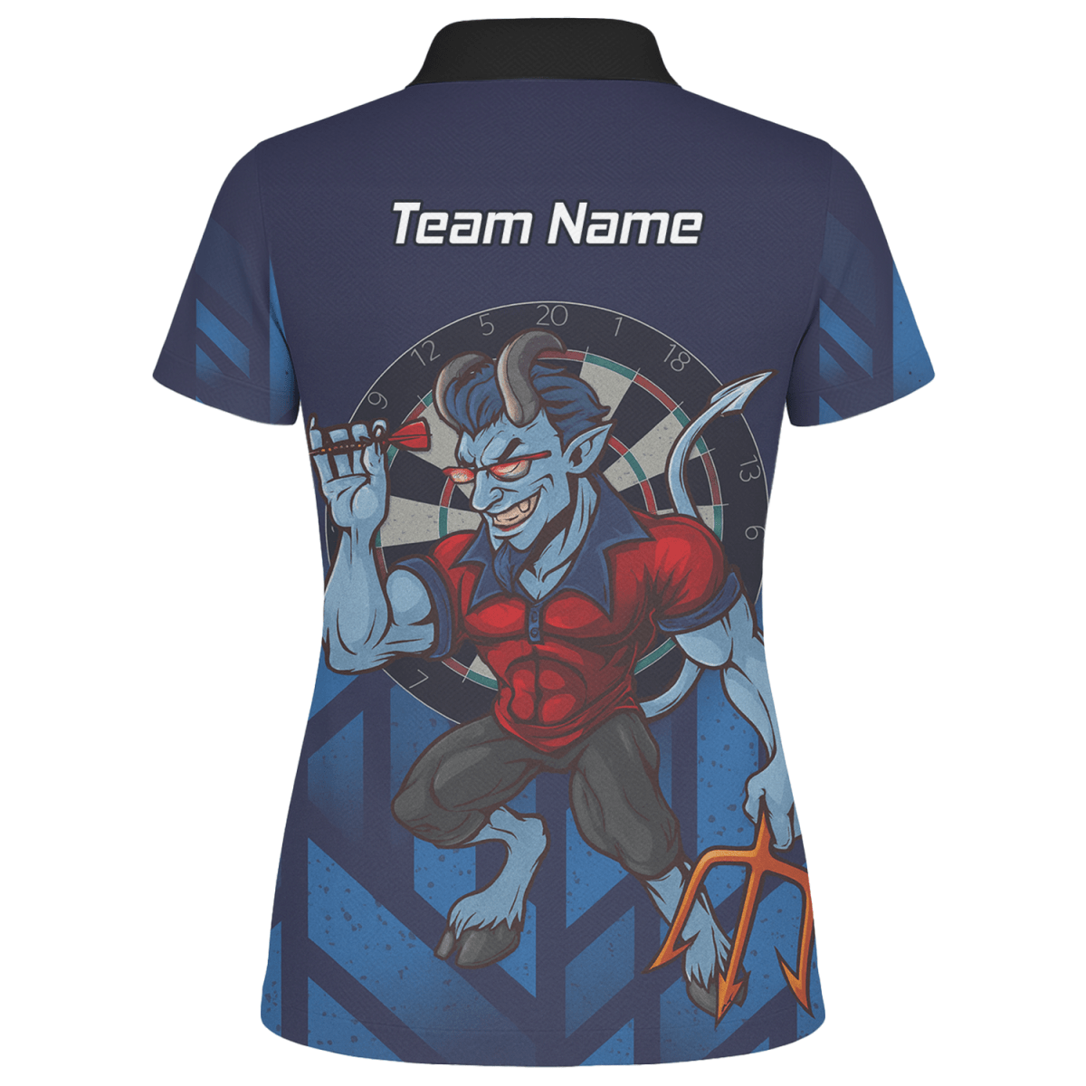 Personalisiertes Damen Darts Poloshirt Frecher Blauer Teufel Motiv Marine Rot S4696 - Outfitsuche