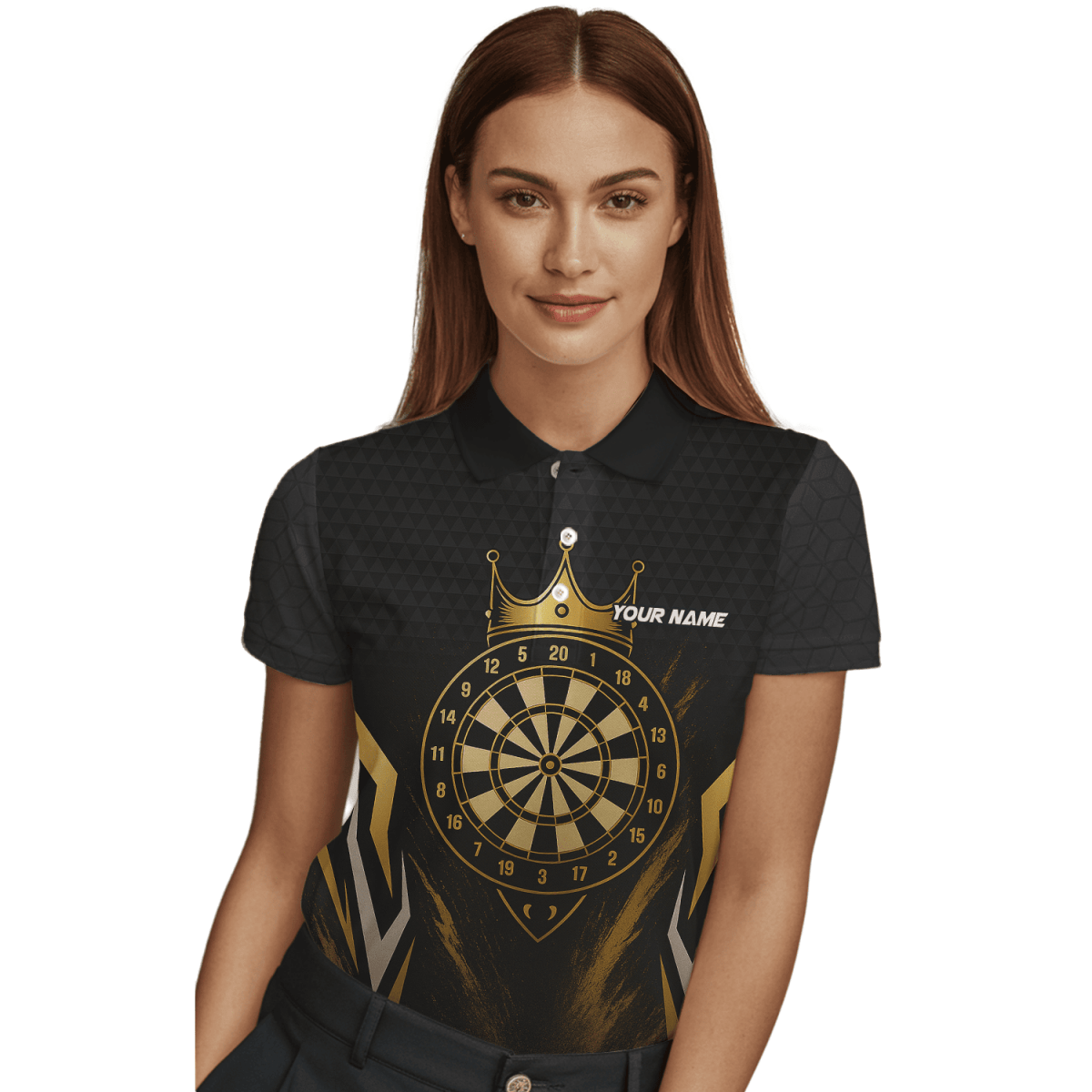 Personalisiertes Damen Darts Poloshirt mit Schwarzem Totenkopf & Blauer Flamme W9405 - Outfitsuche