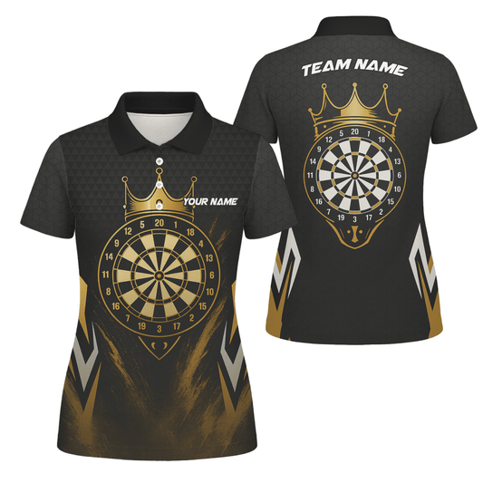 Personalisiertes Damen Darts Poloshirt mit Schwarzem Totenkopf & Blauer Flamme W9405 - Outfitsuche