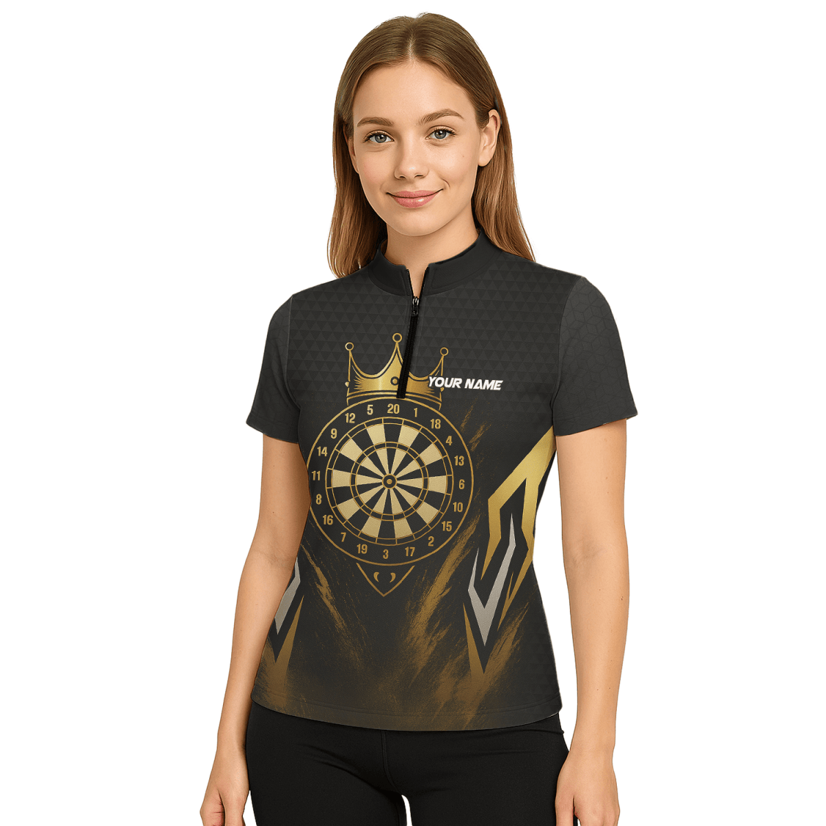 Personalisiertes Damen Darts Poloshirt mit Schwarzem Totenkopf & Blauer Flamme W9405 - Outfitsuche