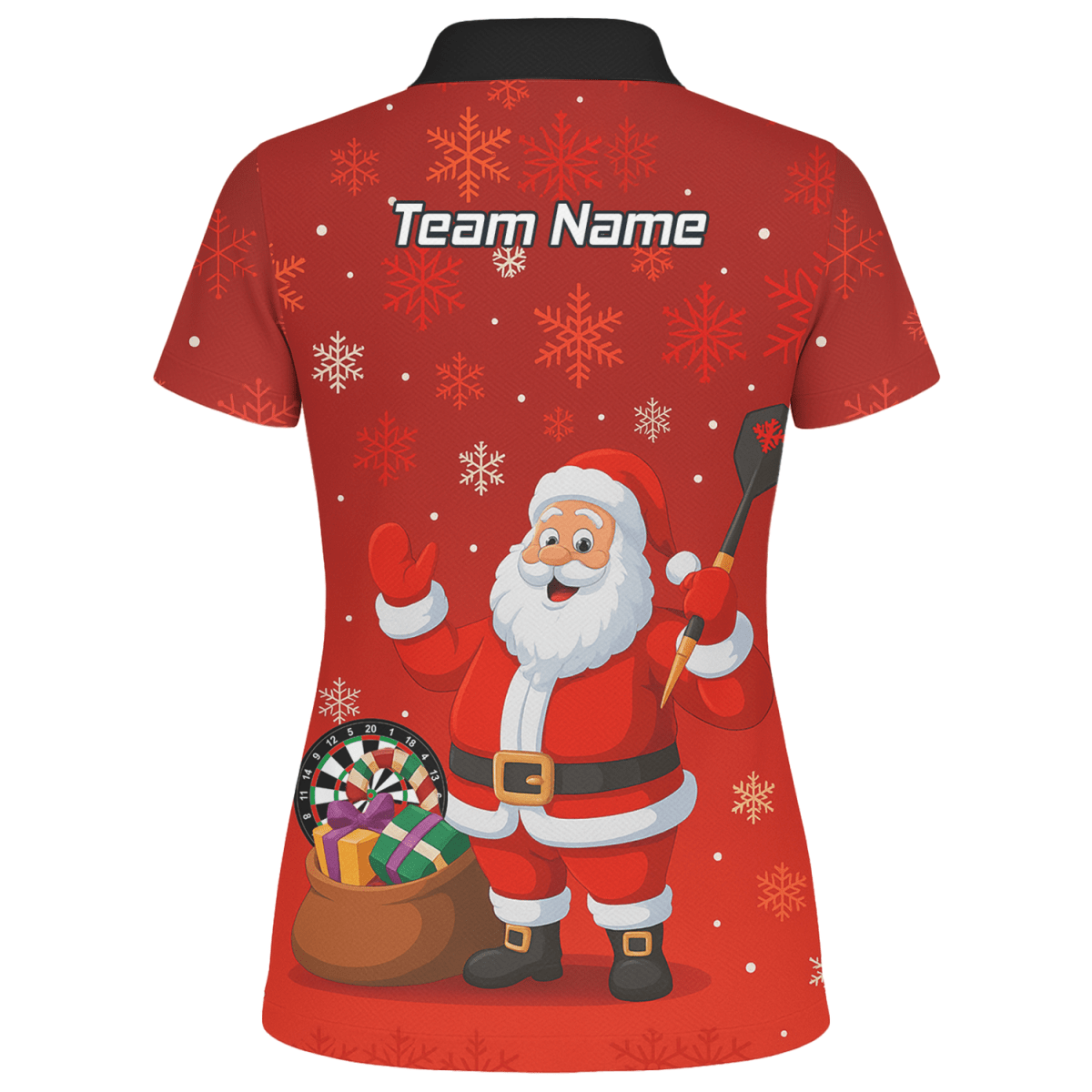 Personalisiertes Damen Darts Poloshirt Weihnachten Rot Weihnachtsmann Schneeflocken X7938 - Outfitsuche