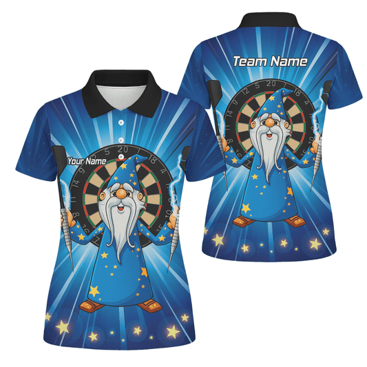 Personalisiertes Damen Darts Poloshirt | Zauberer Design Blaue Sterne V9664 - Outfitsuche
