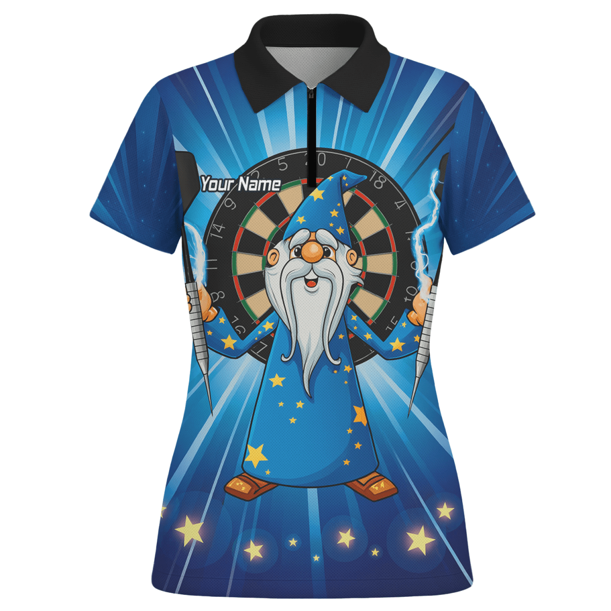 Personalisiertes Damen Darts Poloshirt | Zauberer Design Blaue Sterne V9664 - Outfitsuche