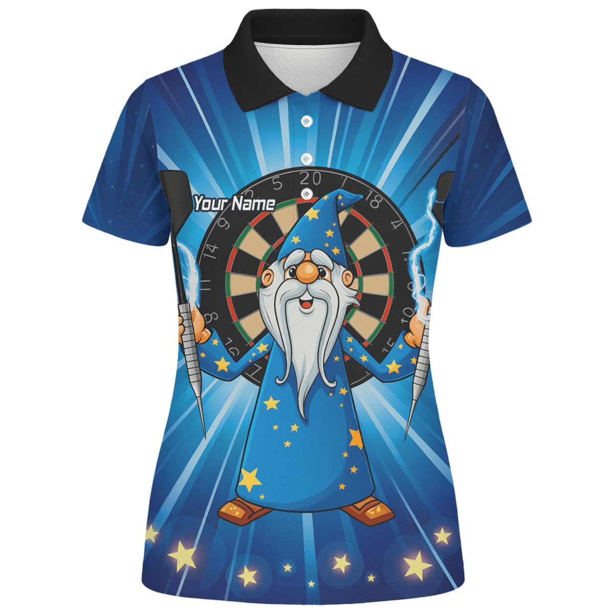 Personalisiertes Damen Darts Poloshirt | Zauberer Design Blaue Sterne V9664 - Outfitsuche