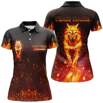 Damen Darts-Shirt mit Wolf-Motiv, Teamspielerin, Schwarz H7790