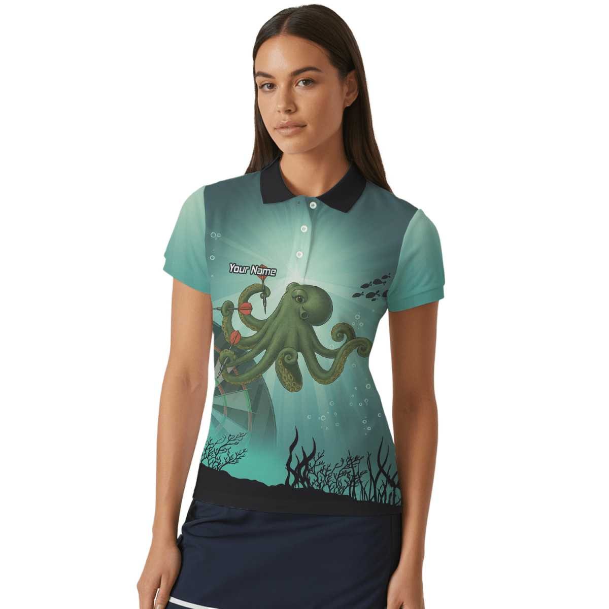 Personalisiertes Damen Dartshirt mit Oktopus Motiv A3130 - Outfitsuche