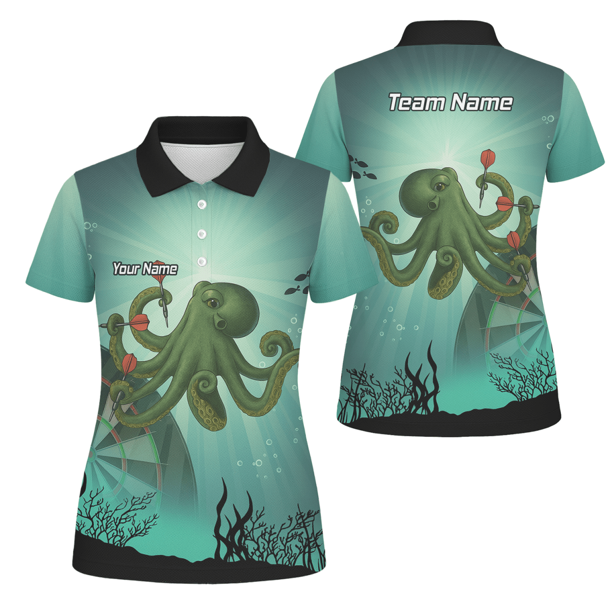 Personalisiertes Damen Dartshirt mit Oktopus Motiv A3130 - Outfitsuche