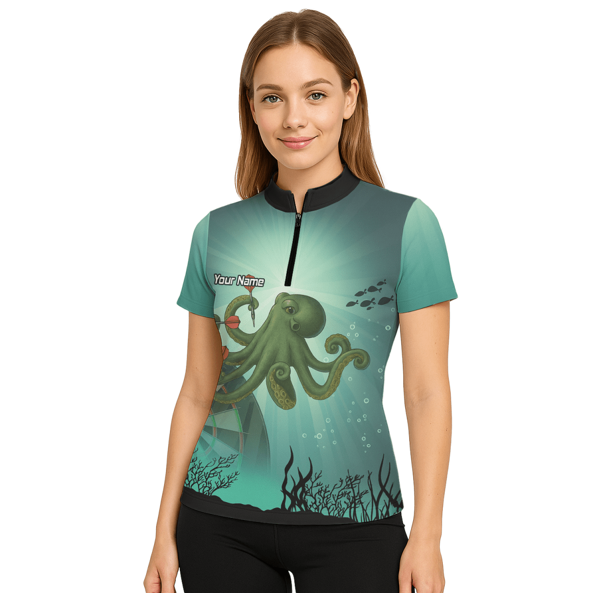 Personalisiertes Damen Dartshirt mit Oktopus Motiv A3130 - Outfitsuche