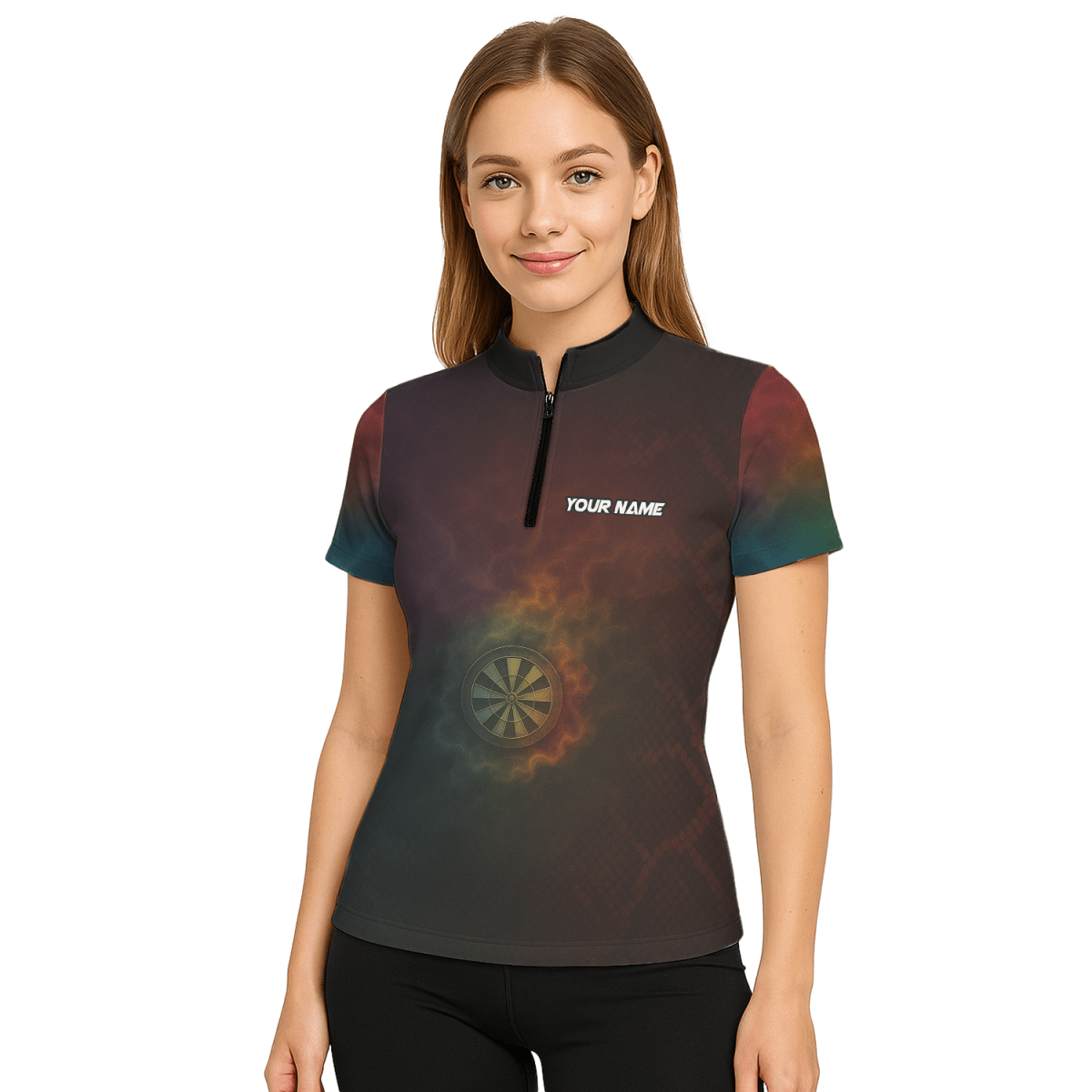 Personalisiertes Damen Darttrikot mit Schlangen - Feuer - Motiv Schwarz Rot Gold - Outfitsuche