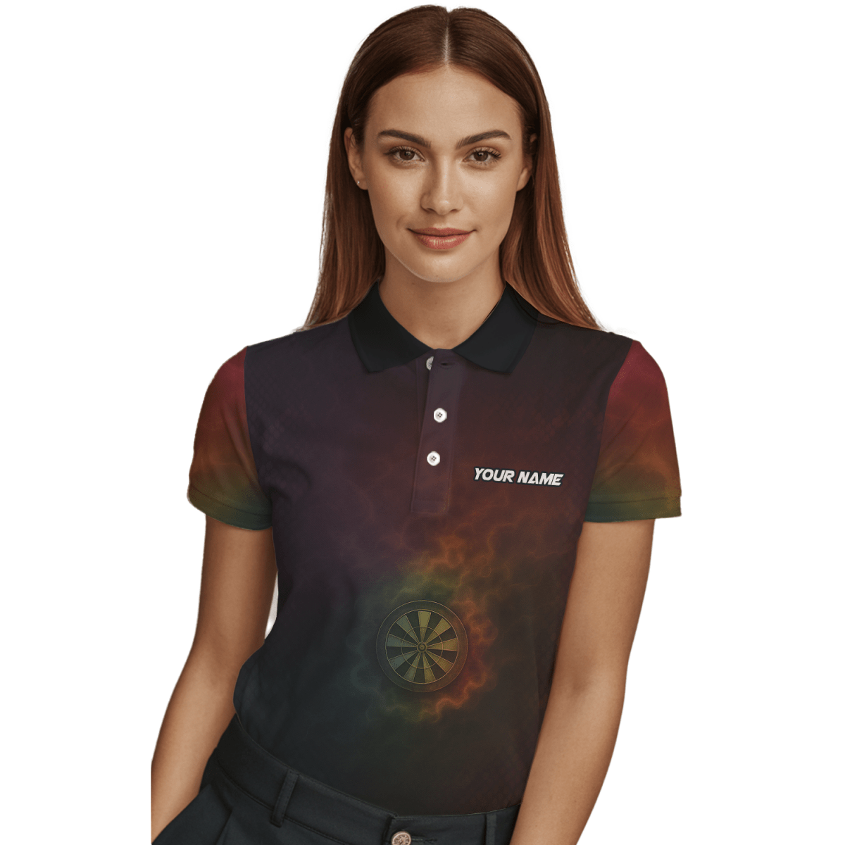 Personalisiertes Damen Darttrikot mit Schlangen - Feuer - Motiv Schwarz Rot Gold - Outfitsuche