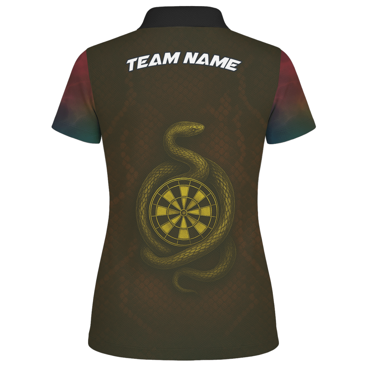 Personalisiertes Damen Darttrikot mit Schlangen - Feuer - Motiv Schwarz Rot Gold - Outfitsuche
