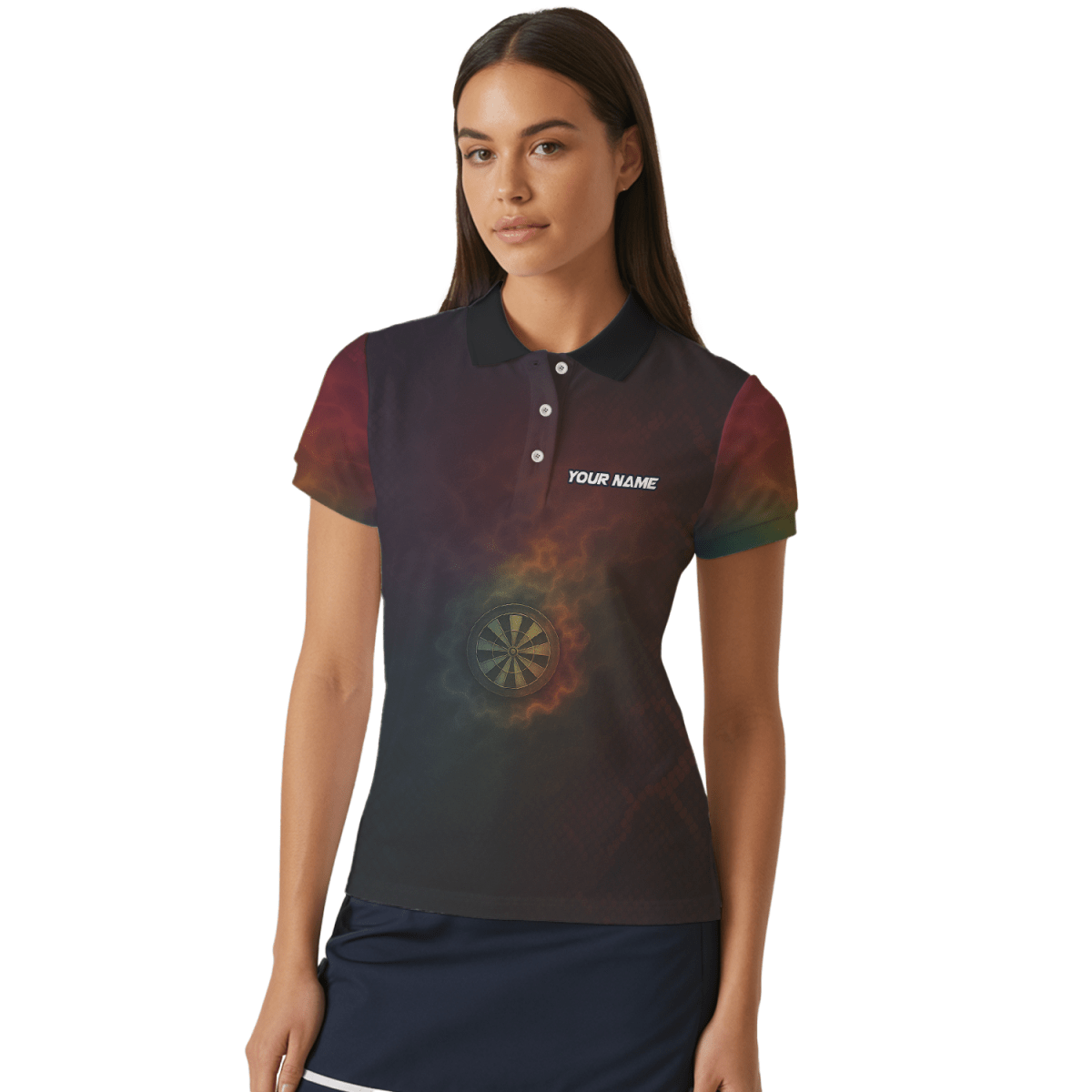 Personalisiertes Damen Darttrikot mit Schlangen - Feuer - Motiv Schwarz Rot Gold - Outfitsuche