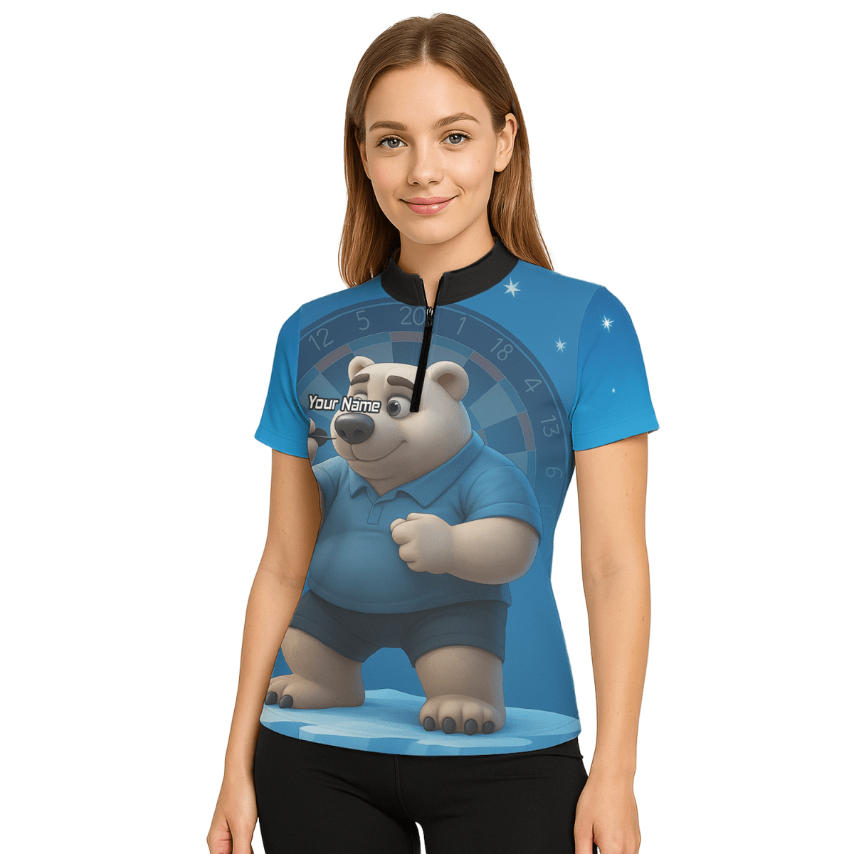 Personalisiertes Damen Eisbär Dart Poloshirt Blau U3422 - Outfitsuche