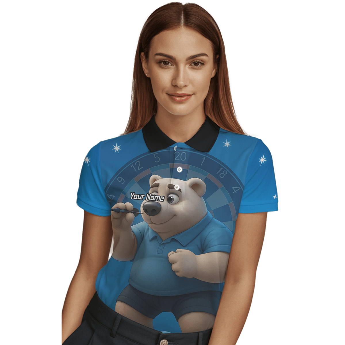 Personalisiertes Damen Eisbär Dart Poloshirt Blau U3422 - Outfitsuche