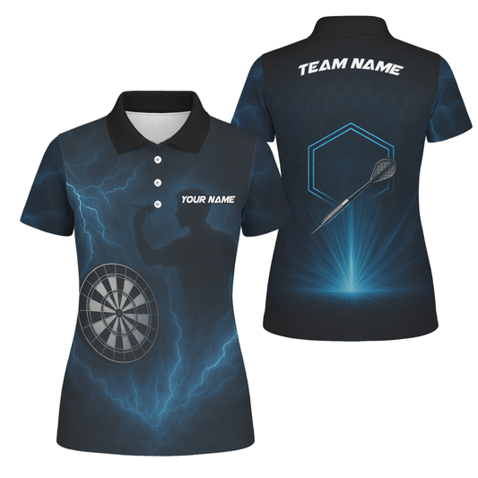 Personalisiertes Damen Polo - Shirt Blitz - Sturm - Dart - Muster Schwarz Blau X4512 - Outfitsuche