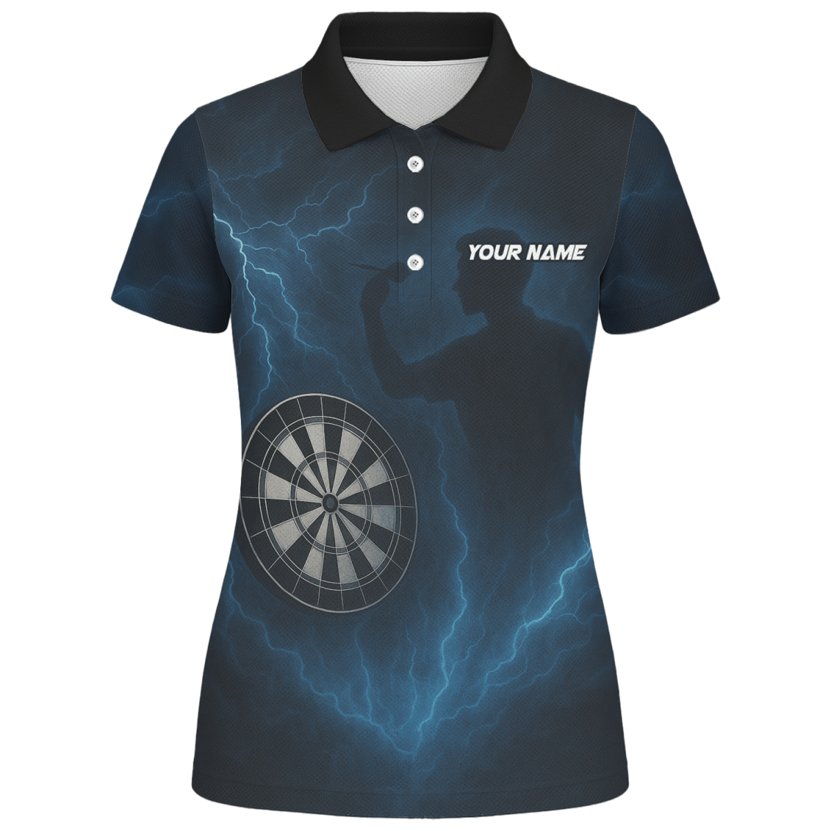 Personalisiertes Damen Polo - Shirt Blitz - Sturm - Dart - Muster Schwarz Blau X4512 - Outfitsuche