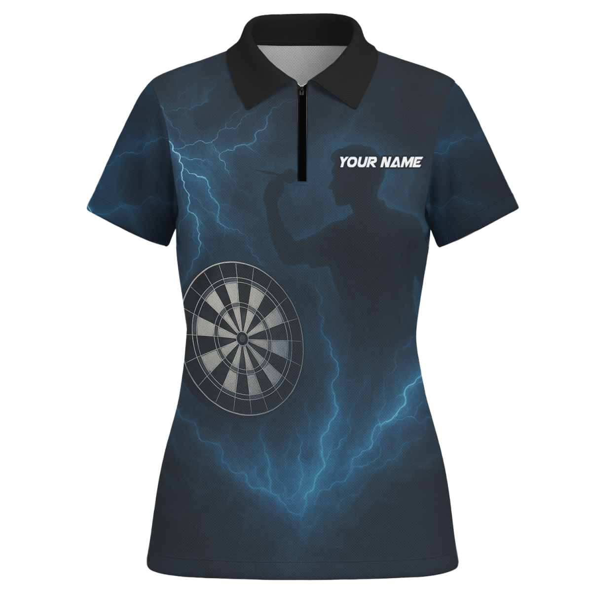 Personalisiertes Damen Polo - Shirt Blitz - Sturm - Dart - Muster Schwarz Blau X4512 - Outfitsuche
