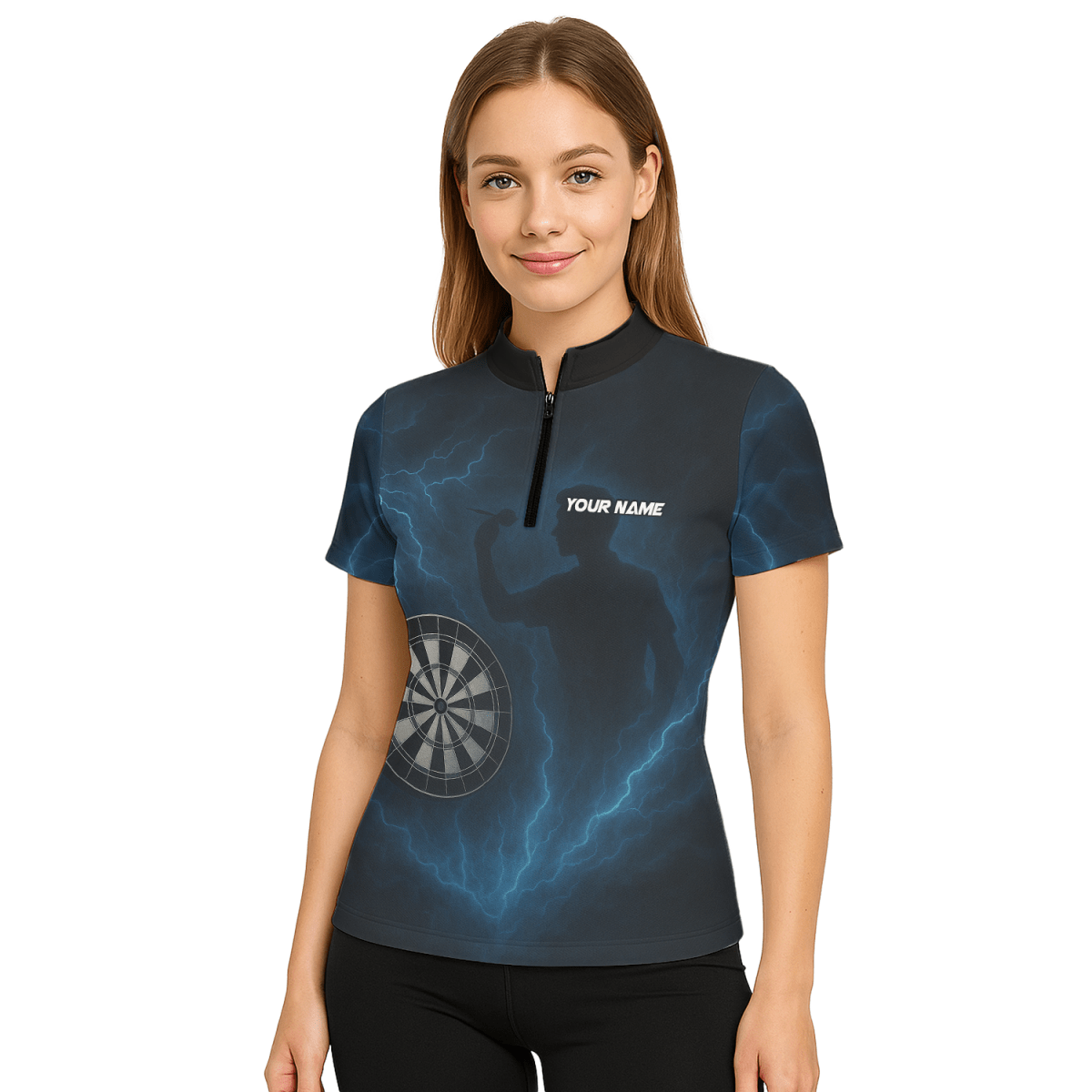 Personalisiertes Damen Polo - Shirt Blitz - Sturm - Dart - Muster Schwarz Blau X4512 - Outfitsuche