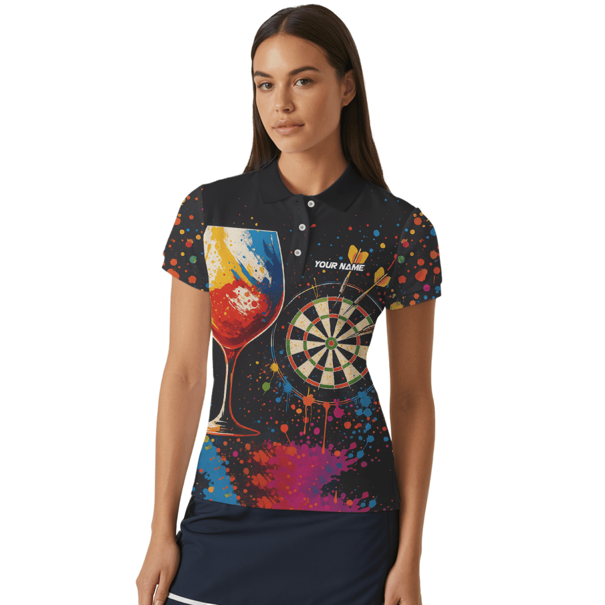 Personalisiertes Damen Polo - Shirt mit Werwolf - Motiv, Schwarz T7670 - Outfitsuche