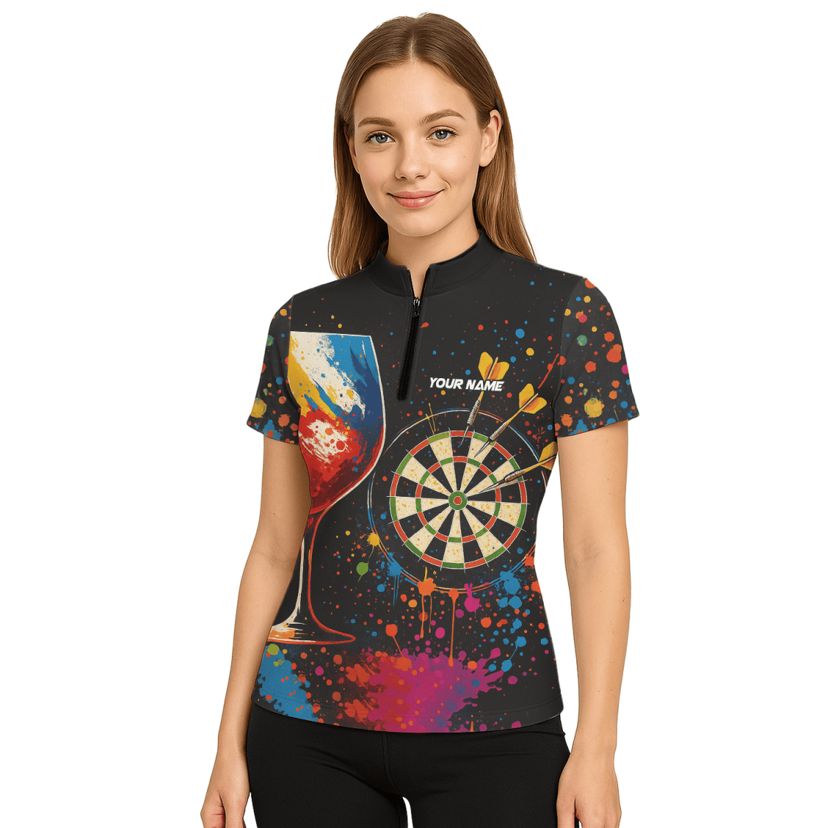 Personalisiertes Damen Polo - Shirt mit Werwolf - Motiv, Schwarz T7670 - Outfitsuche