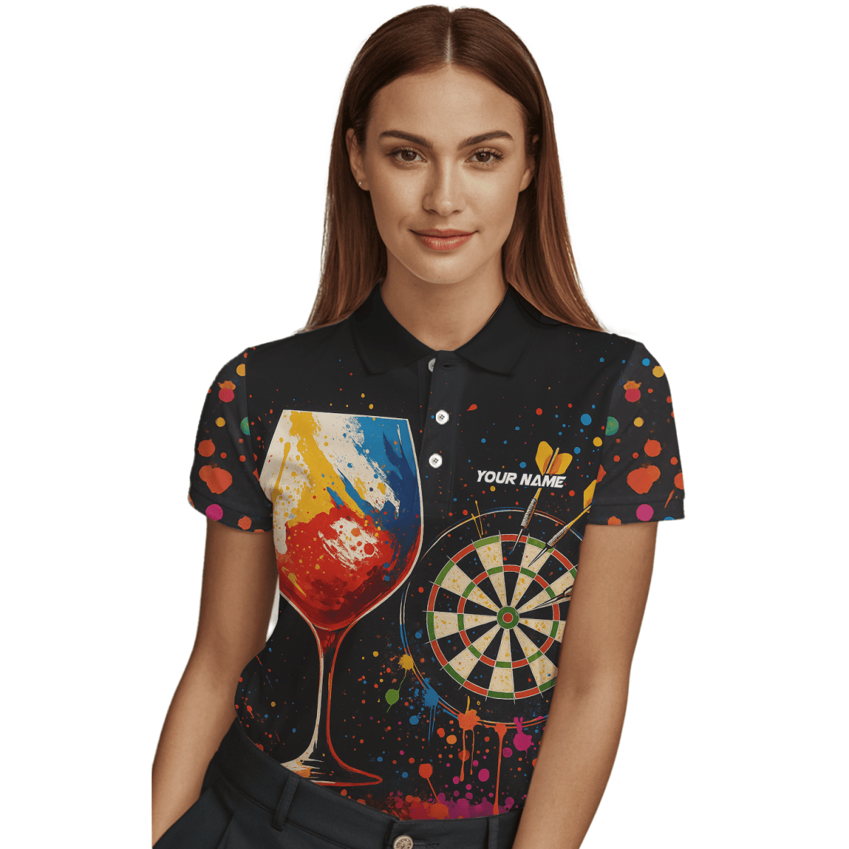 Personalisiertes Damen Polo - Shirt mit Werwolf - Motiv, Schwarz T7670 - Outfitsuche