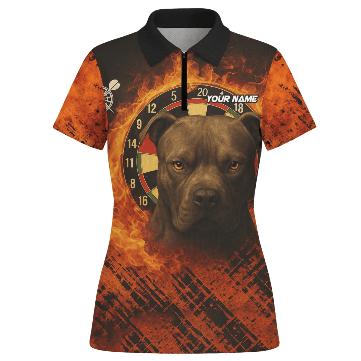 Personalisiertes Damen Polo - Shirt Schwarz mit Darts - Motiv Regenbogenfeuer F1678 - Outfitsuche