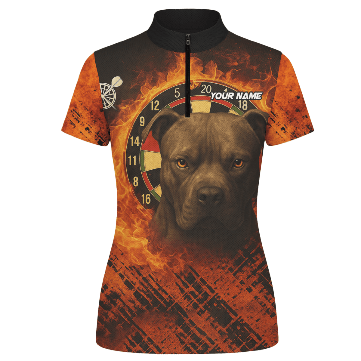 Personalisiertes Damen Polo - Shirt Schwarz mit Darts - Motiv Regenbogenfeuer F1678 - Outfitsuche