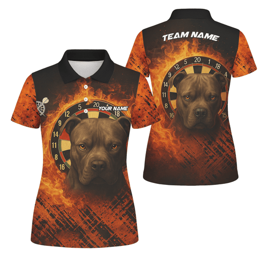Personalisiertes Damen Polo - Shirt Schwarz mit Darts - Motiv Regenbogenfeuer F1678 - Outfitsuche