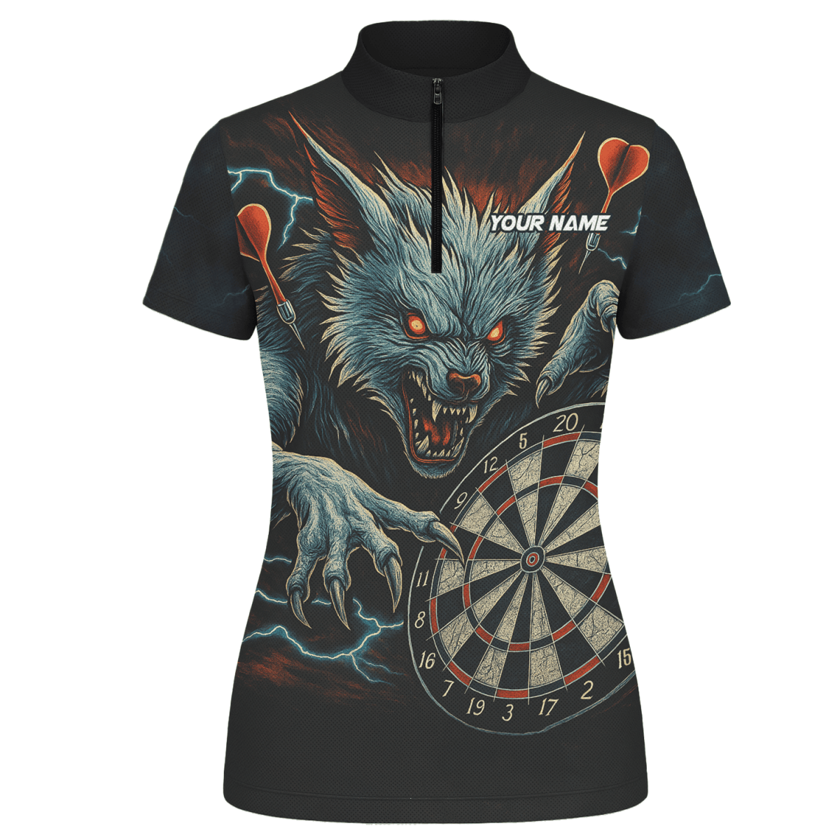 Personalisiertes Damen Poloshirt: Black Panther 'Rotes Auge' mit blauem Leuchteffekt V5884 - Outfitsuche