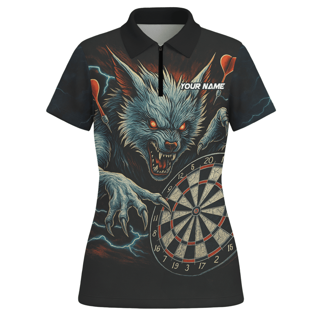 Personalisiertes Damen Poloshirt: Black Panther 'Rotes Auge' mit blauem Leuchteffekt V5884 - Outfitsuche