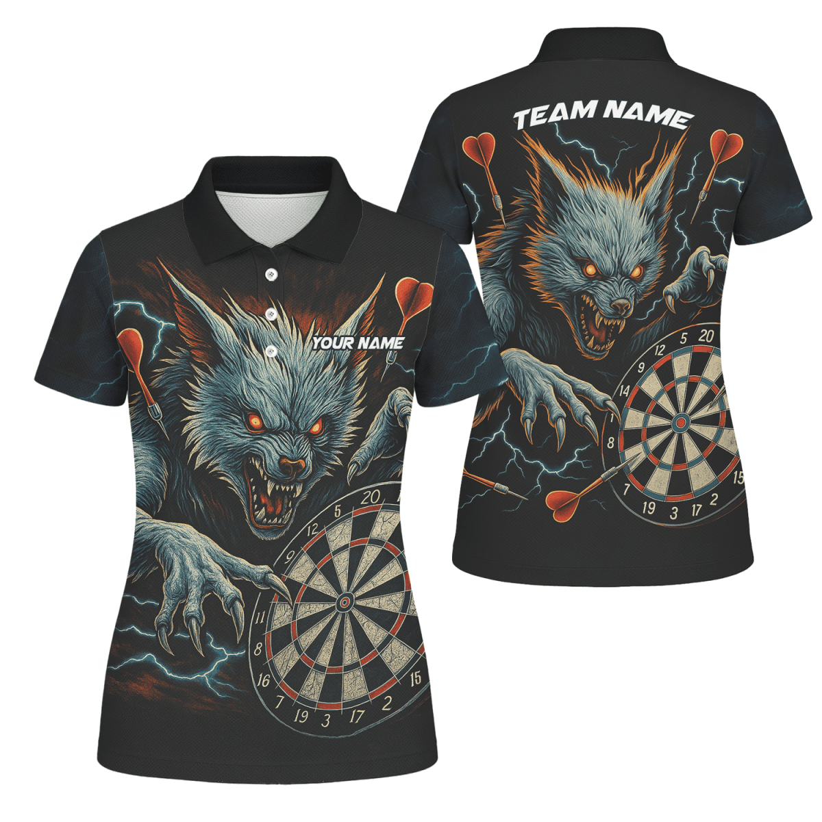 Personalisiertes Damen Poloshirt: Black Panther 'Rotes Auge' mit blauem Leuchteffekt V5884 - Outfitsuche