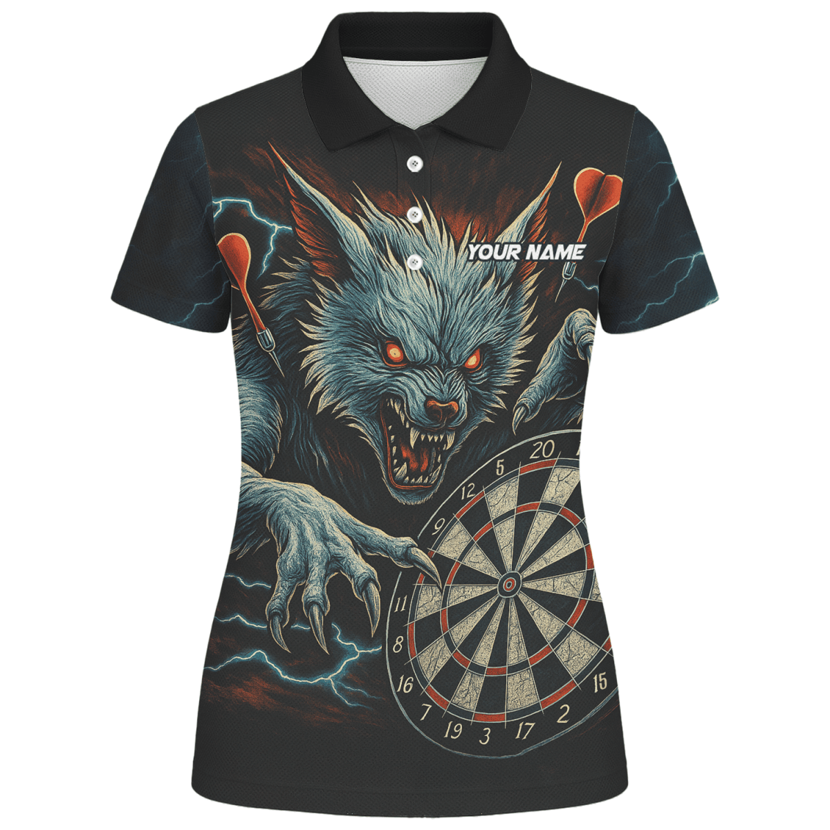 Personalisiertes Damen Poloshirt: Black Panther 'Rotes Auge' mit blauem Leuchteffekt V5884 - Outfitsuche
