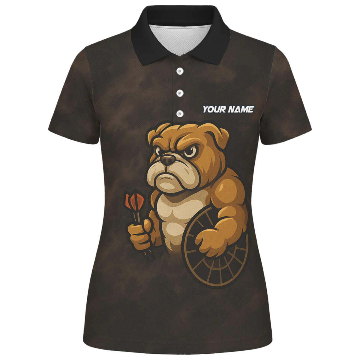 Personalisiertes Damen Poloshirt Bulldogge Darts Braun Schwarz Grunge Z6788 - Outfitsuche