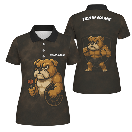 Personalisiertes Damen Poloshirt Bulldogge Darts Braun Schwarz Grunge Z6788 - Outfitsuche